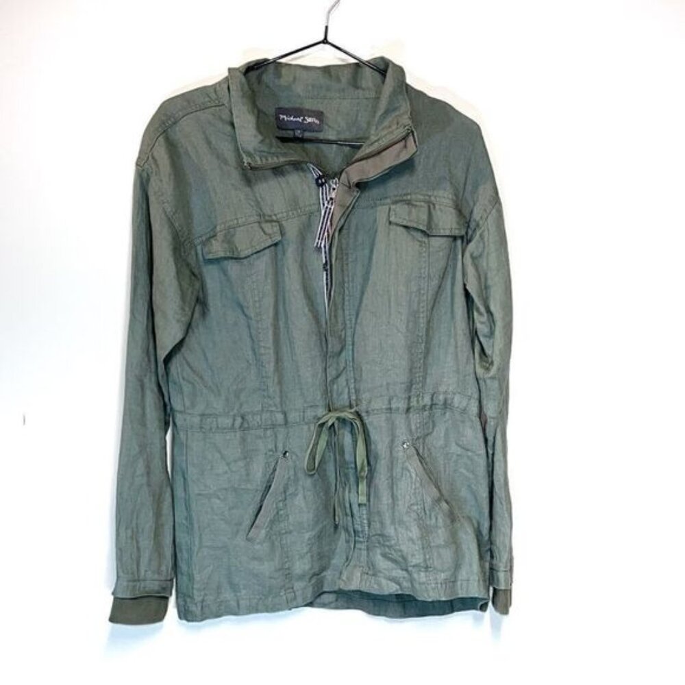 Michael Stars Anthropologie Trendy Military Linen Coat Women s S